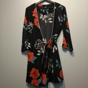 Forever 21 Black Floral Wrap Dress